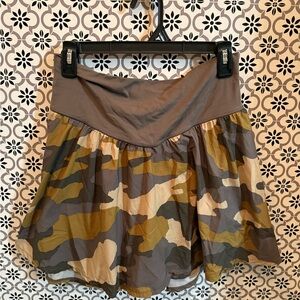 Aerie Brown Tan Skater Mini Skirt with Ruched Design